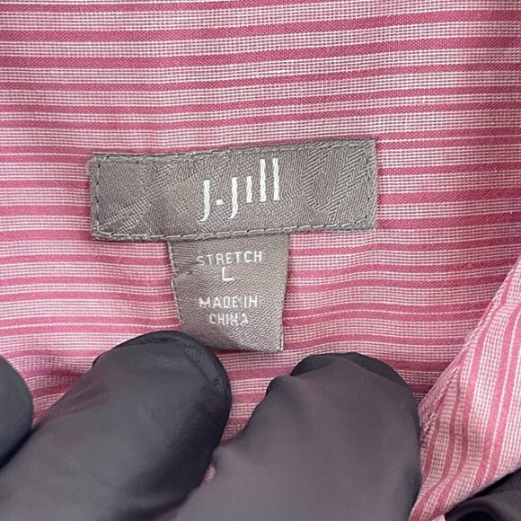 J. Jill Pink Striped Button-Up Shirt‎ Womens Long Sleeve Stretch Size Large - Picture 9 of 16